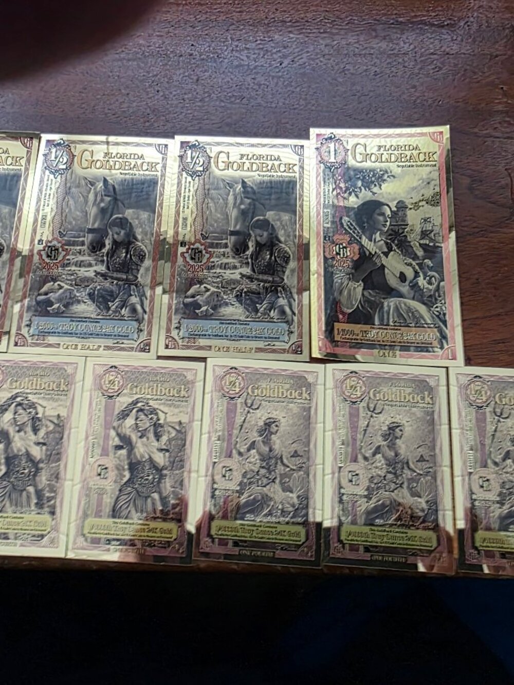 4 COUNT GOLDBACK FOIL  24KT NOTES UNCIRCULATED